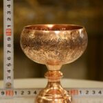 پیاله مسی خمره ای بزرگ قلمزنی