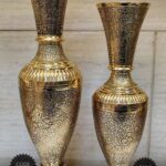 گلدان برنزی لبه گرد طرح طاووس