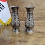 گلدان لب صاف برنز قلمزني 15