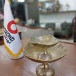 کاسه تک پايه برنز هندي مربع 28 سانت